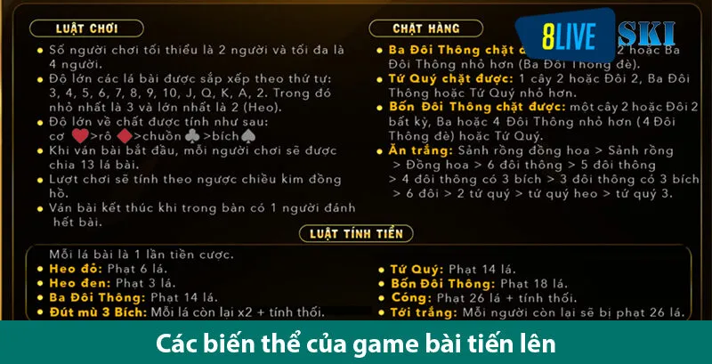 Khám phá các biến thể của game bài tiến lên hấp dẫn và cách chơi 